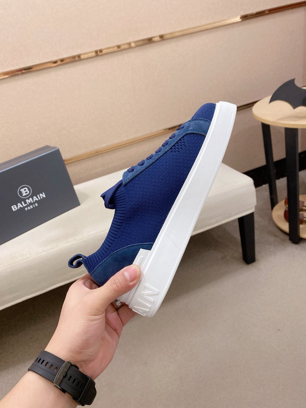 Balmain Knit Low-Top Sneakers — side