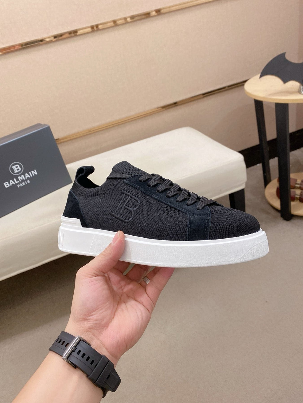 Balmain Knit Low-Top Sneakers — side