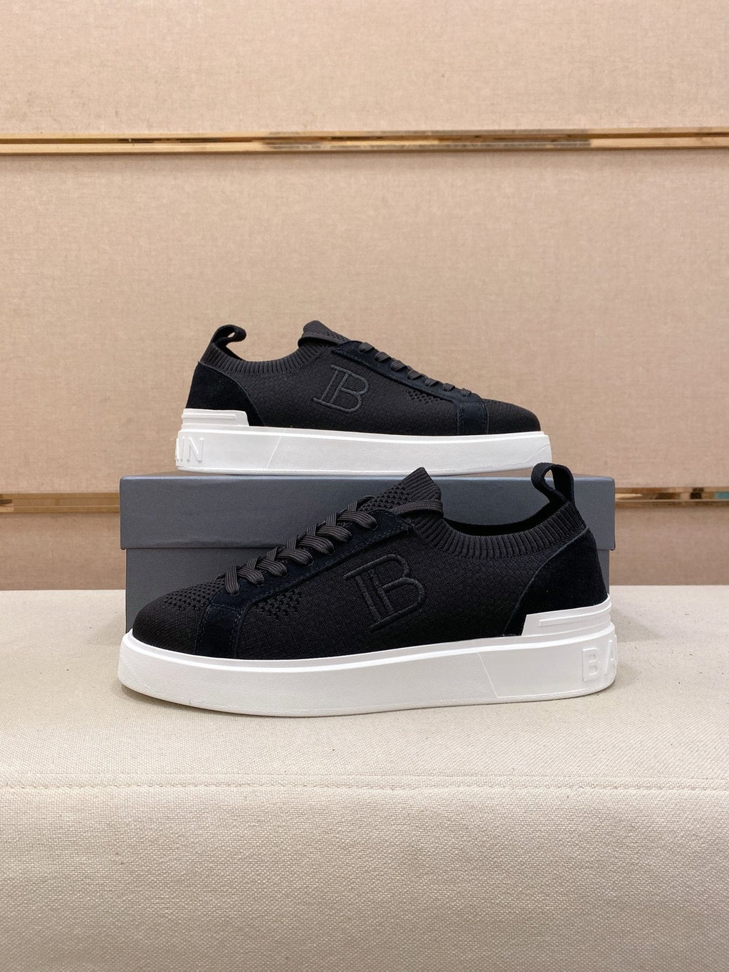Balmain Knit Low-Top Sneakers — back