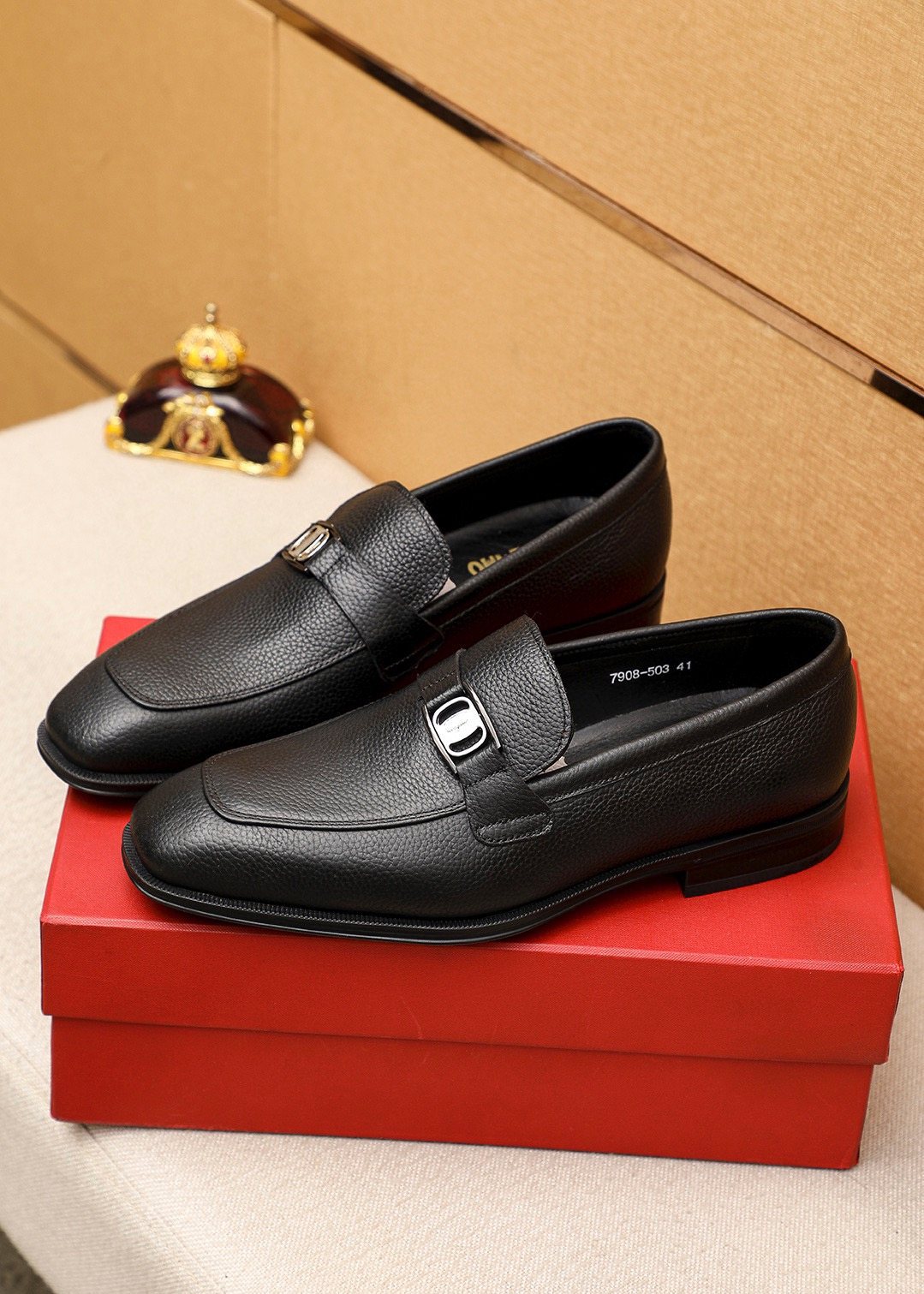 Ferragamo Textured Leather Loafers — front