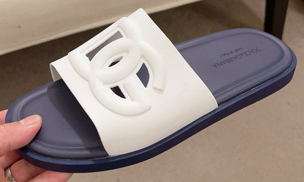 Dolce & Gabbana Raised Logo Slide Sandals — front