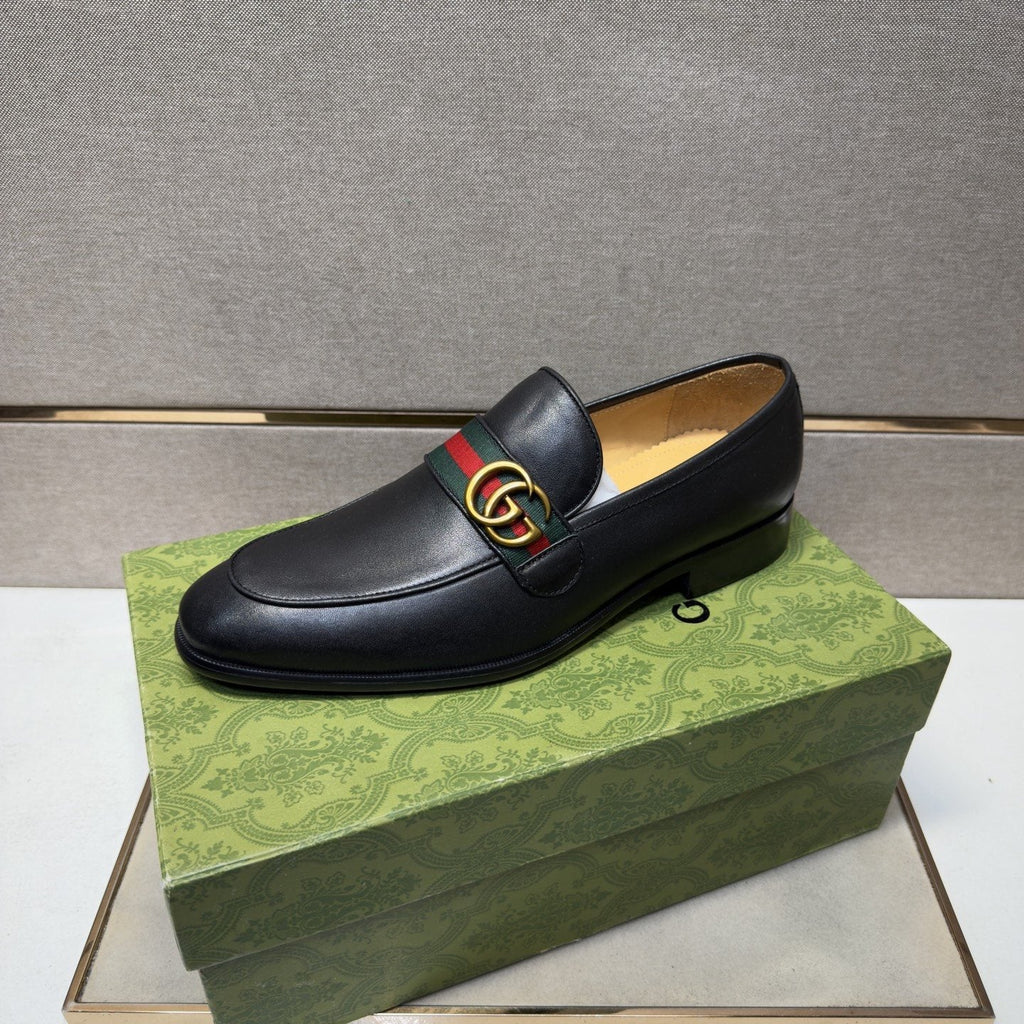 Gucci Black Strap Loafers — front
