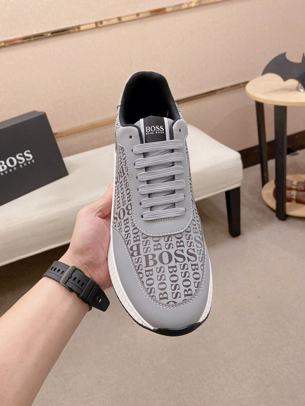 BOSS Textured Low-Top Sneakers — front