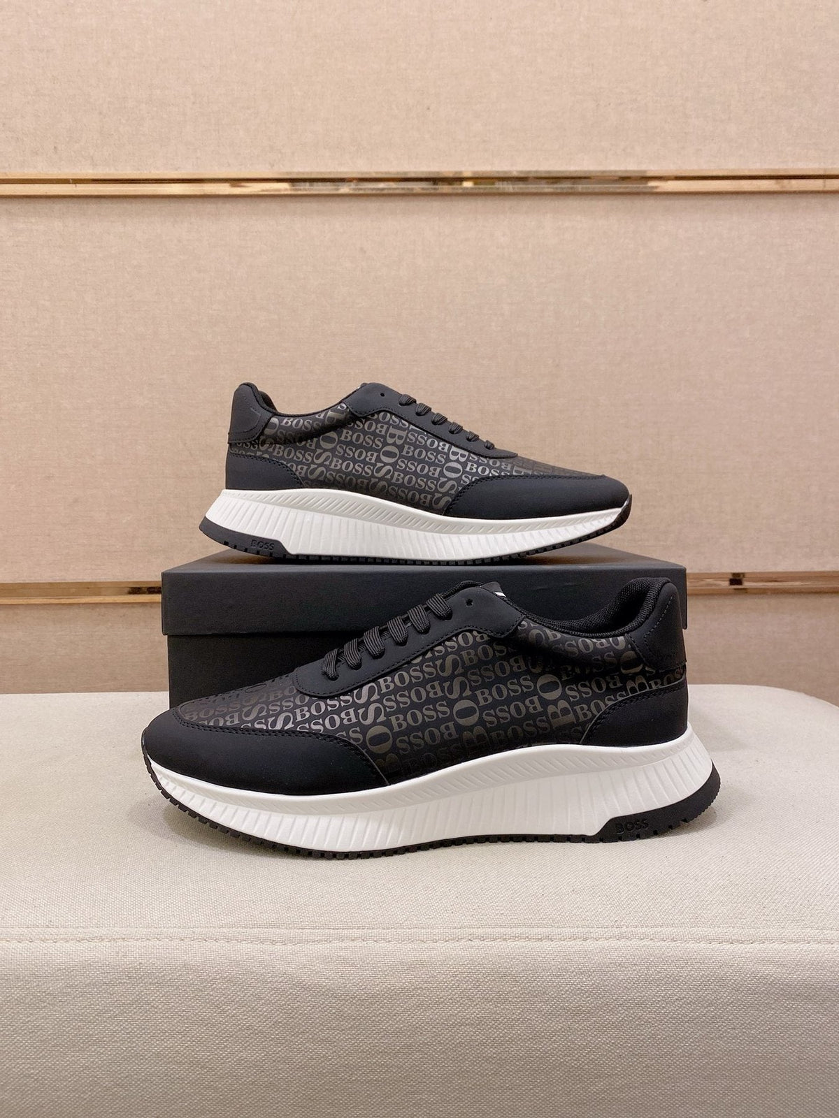 BOSS Textured Low-Top Sneakers — front