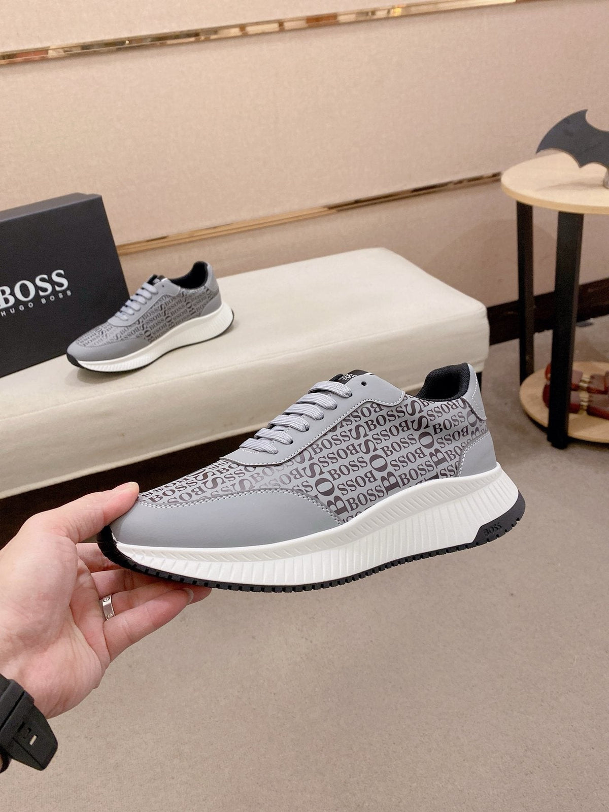 BOSS Textured Low-Top Sneakers — side