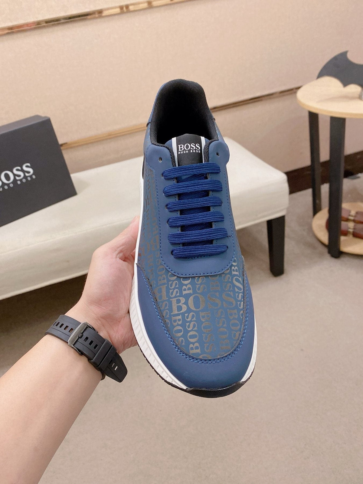 BOSS Textured Low-Top Sneakers — front
