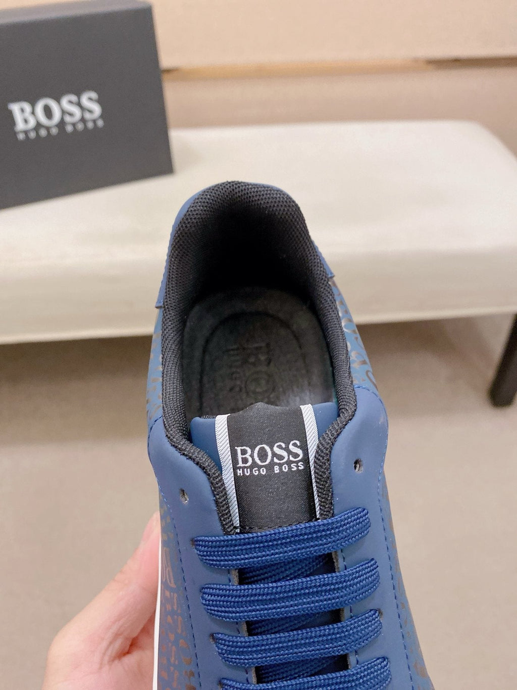 BOSS Textured Low-Top Sneakers — label