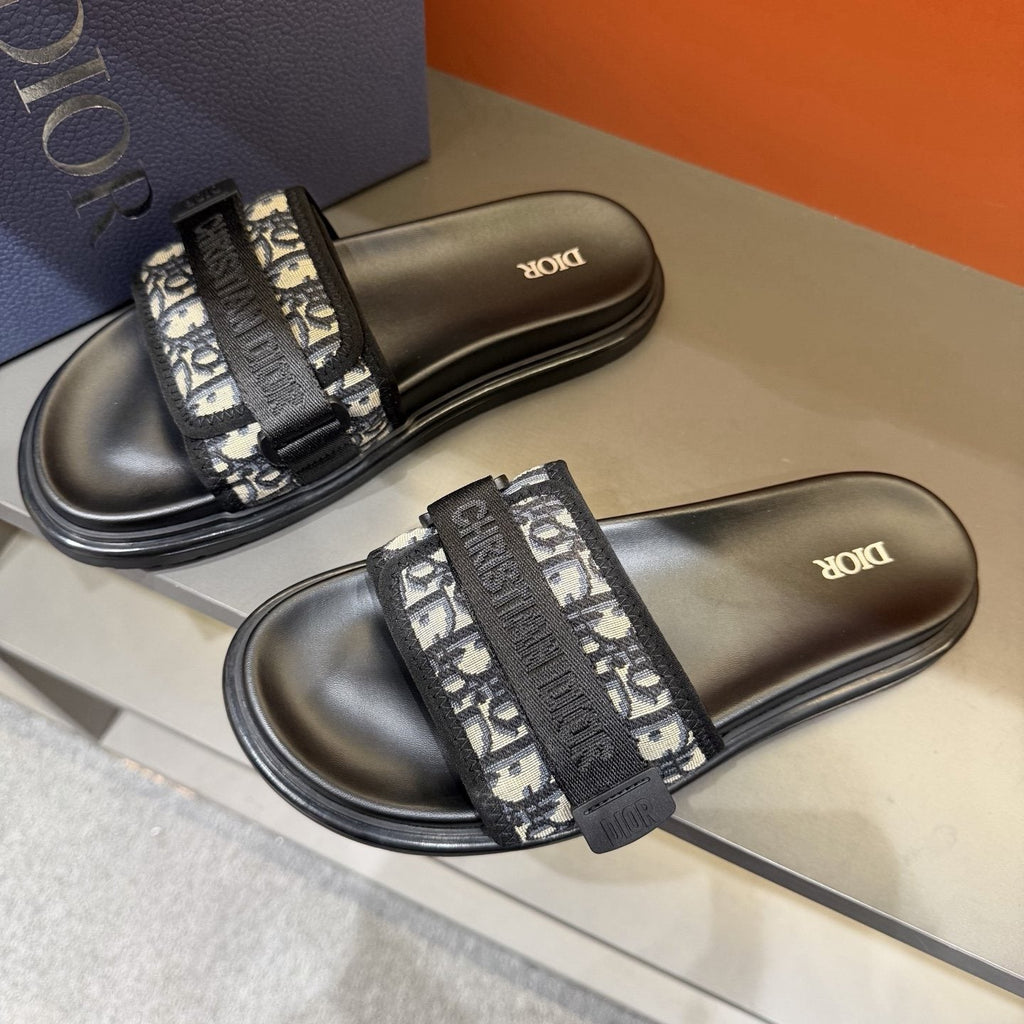 Dior Logo Strap Slide Sandals — side