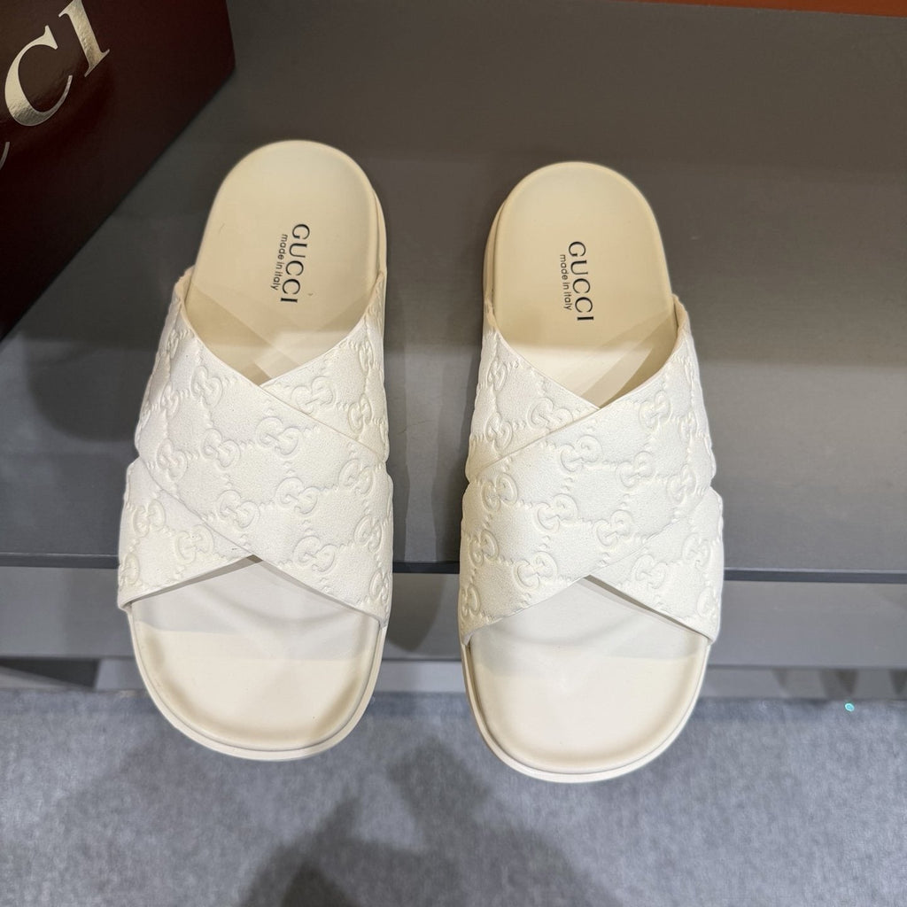 Gucci GG Monogram Crossover Slide Sandals — front