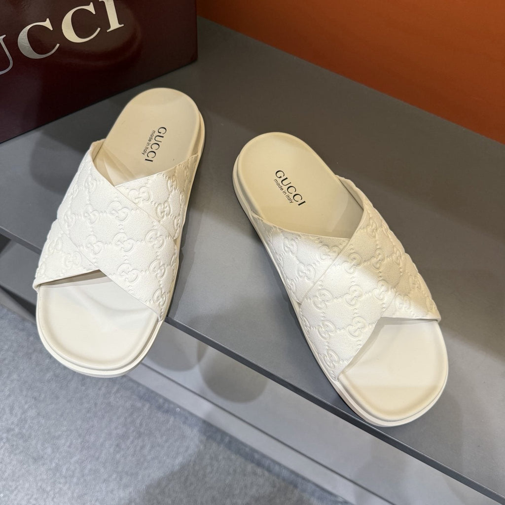 Gucci GG Monogram Crossover Slide Sandals — front