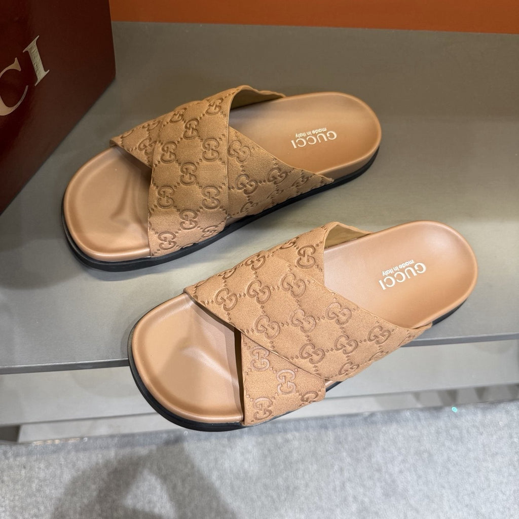 Gucci GG Monogram Crossover Slide Sandals — front