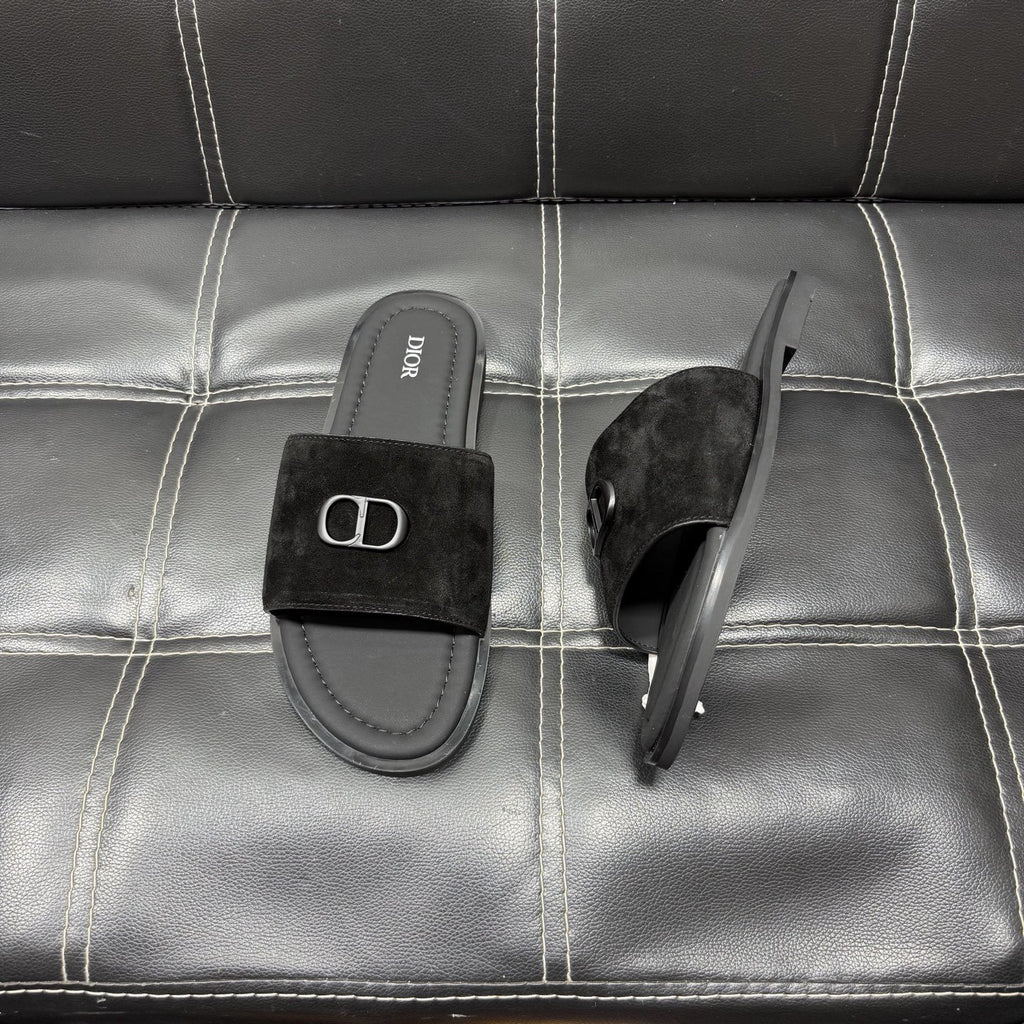 Dior Emblem Strap Slide Sandals — front