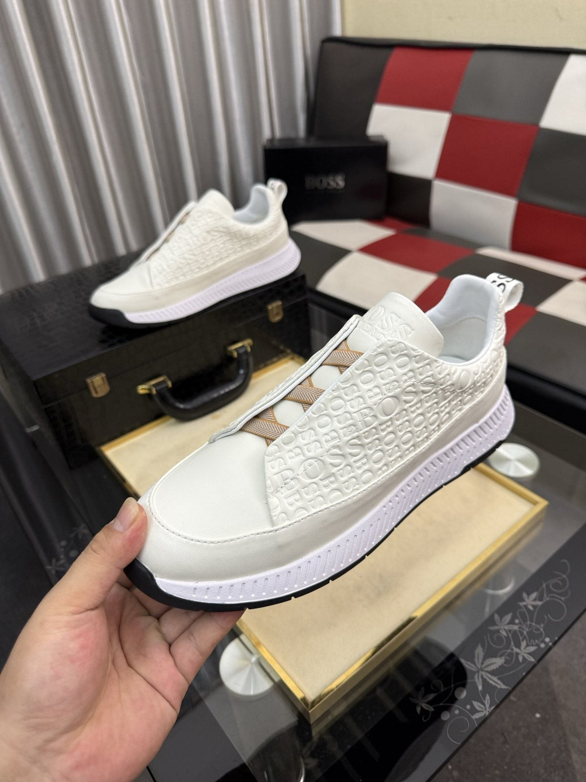 BOSS Textured Slip-On Sneakers — model