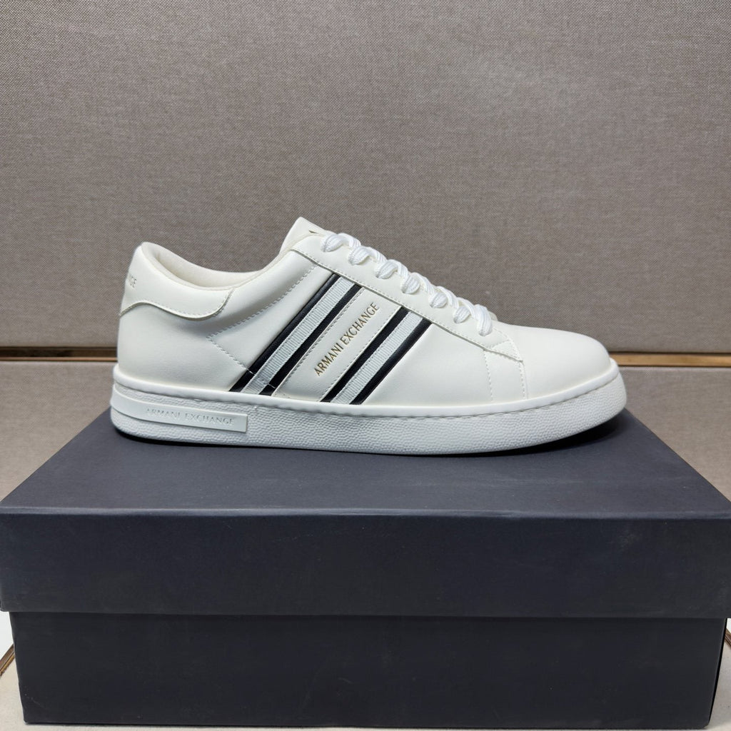 Armani Navy and White Stripe Sneakers — side
