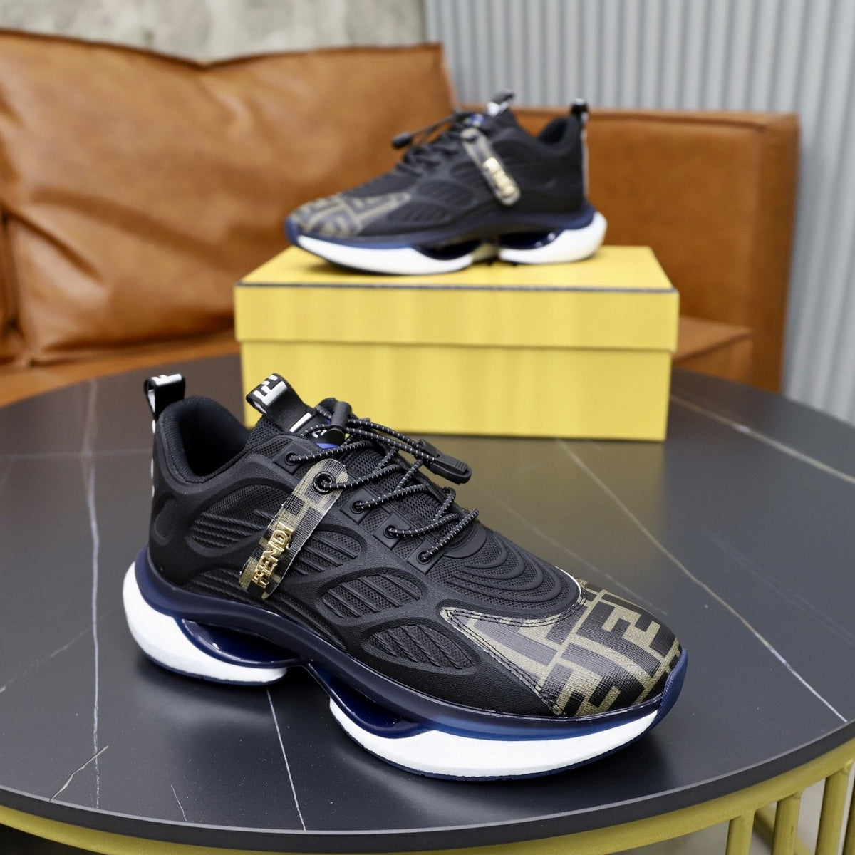 Fendi Black Monogram Low-Top Sneakers — side