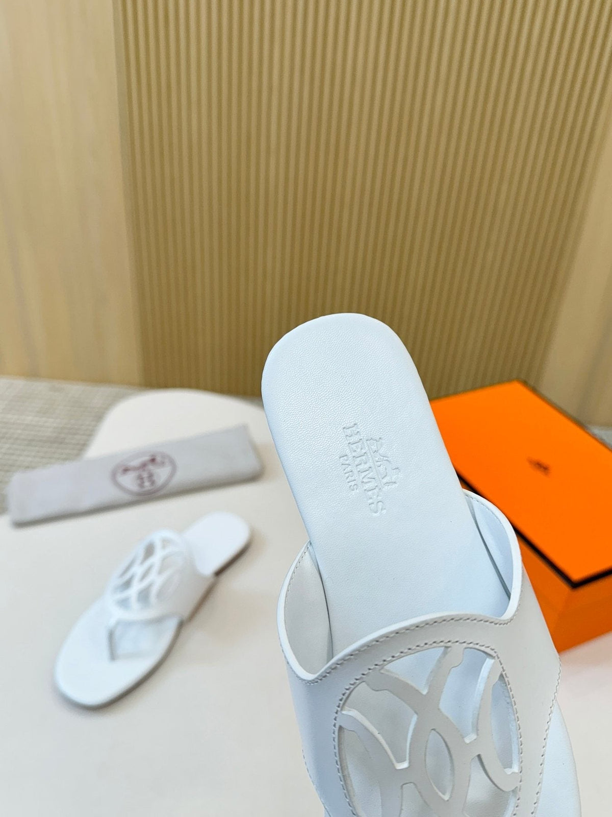 Hermès Cutout Strap Slide Sandals — front