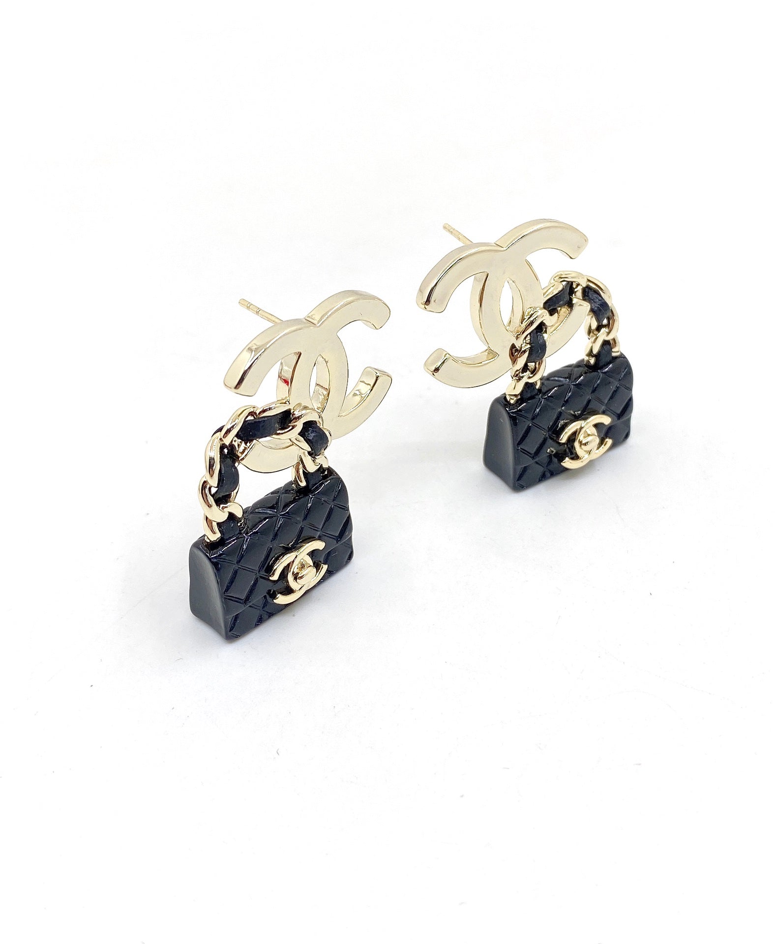 Chanel Bag Drop 18K Gold Earrings