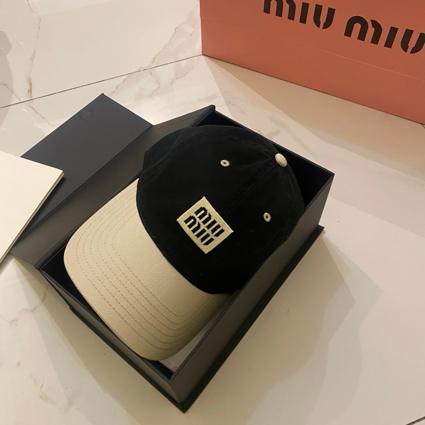 MiuMiu Color-Blocked Logo Baseball Cap