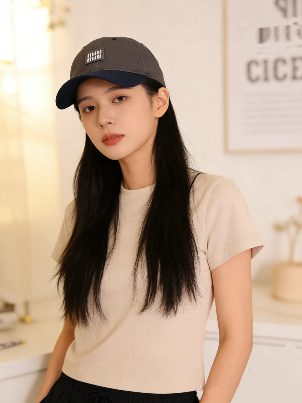 MiuMiu Color-Blocked Logo Baseball Cap