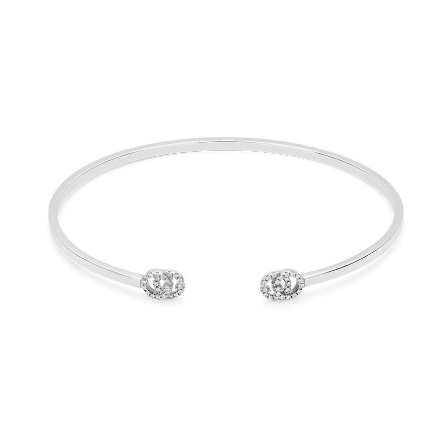 Gucci Double Running Diamond Cuff 18K Gold Bracelet